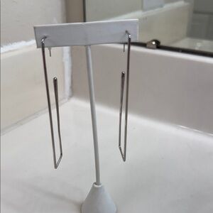 Silver Geometric Drop Earrings